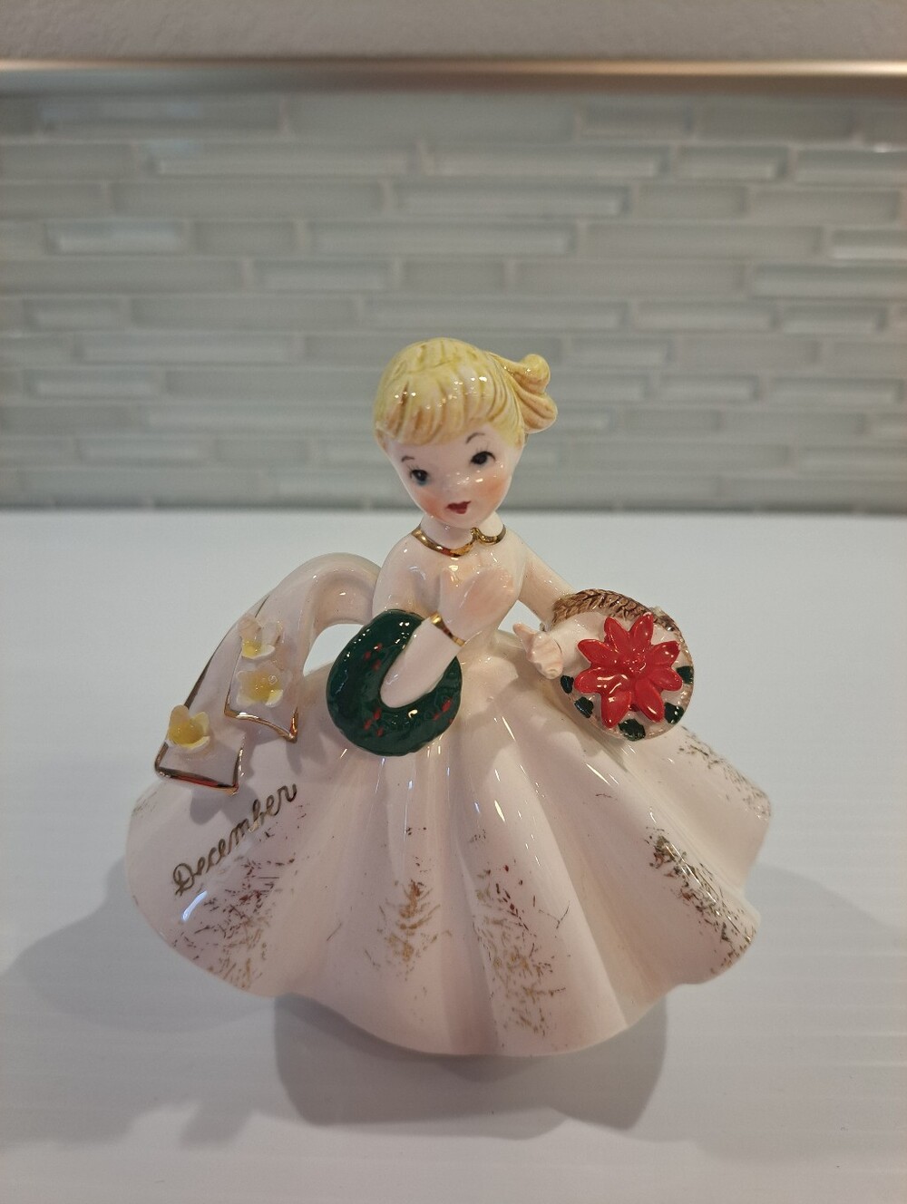 Vtg 1950s Lefton December Birthday Figurine- Girl, December Birthday
